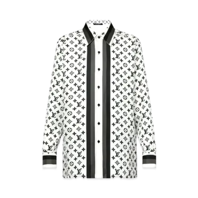 Louis Vuitton 3D Monogram Stripe Accent Pajama Shirt "Blanc"