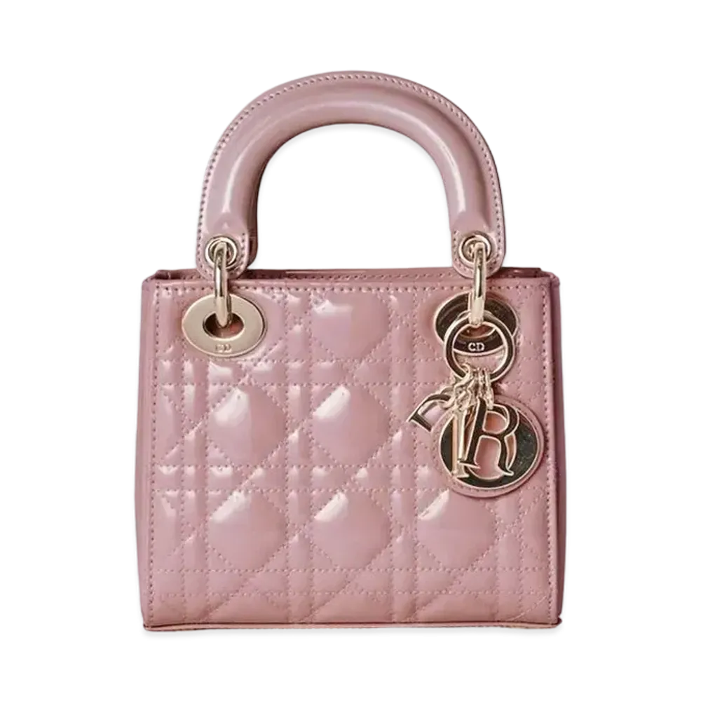 Dior Mini Lady Bag Patent Cannage Calfskin "Peony Pink"