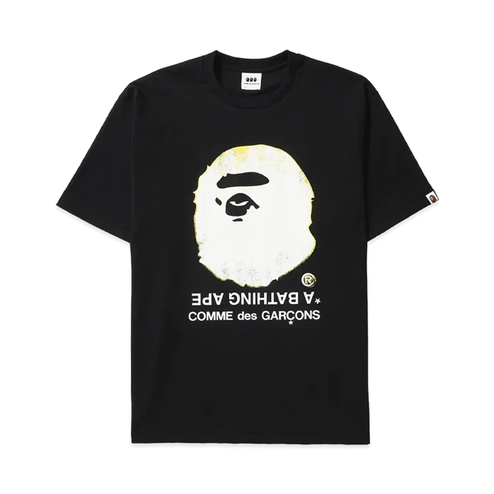 A BATHING APE x COMME des GARCONS Big Ape Head Tee "Black"