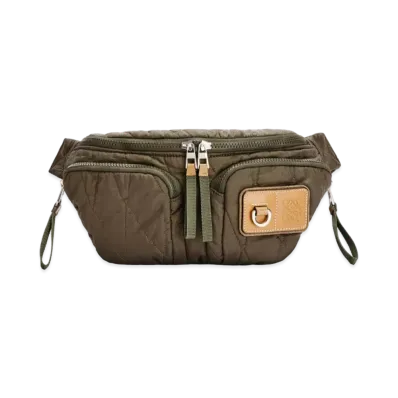 LOEWE Bumbag In Upcycled Quilted Textile "Dark Olive Green"