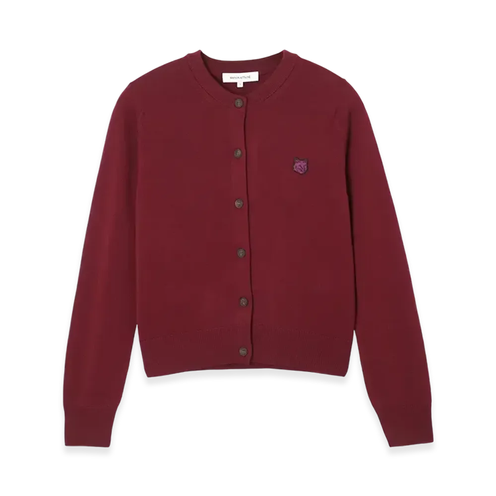 Maison Kitsune Bold Fox Head Patch Regular Cardigan "Grape"