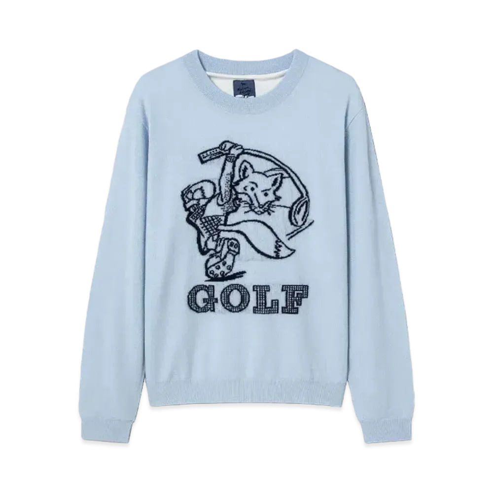 Maison Kitsune Swing Fox Pullover Sweater "Light Blue"