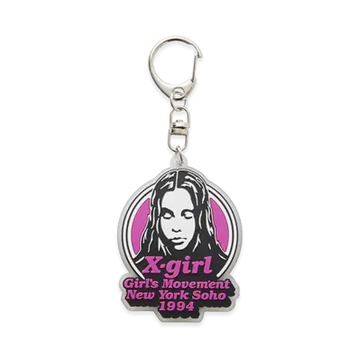 X-Girl Women's Message And Face Rubber Key Charm "Pink"