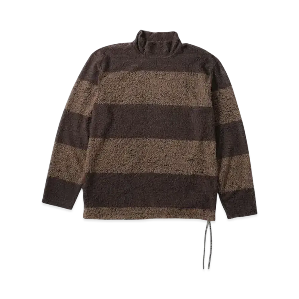 mastermind WORLD Pile Stripe Hi Neck LS Tee "Brown Camel"