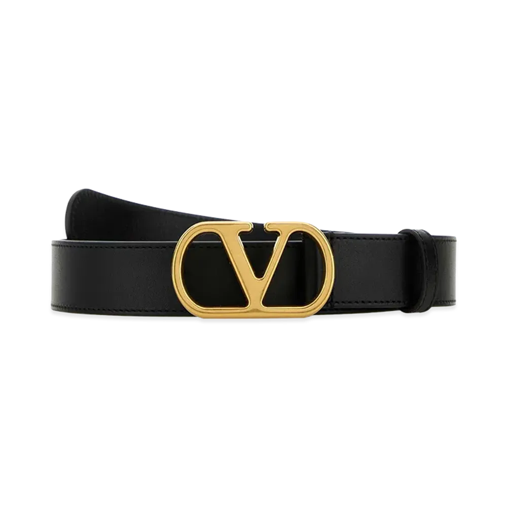 Valentino Leather Vlogo Belt "Black"