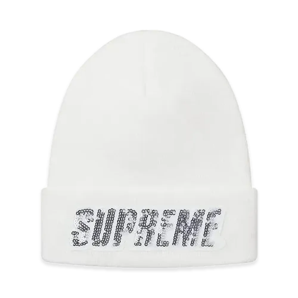 Supreme Sequin Beanie "White"