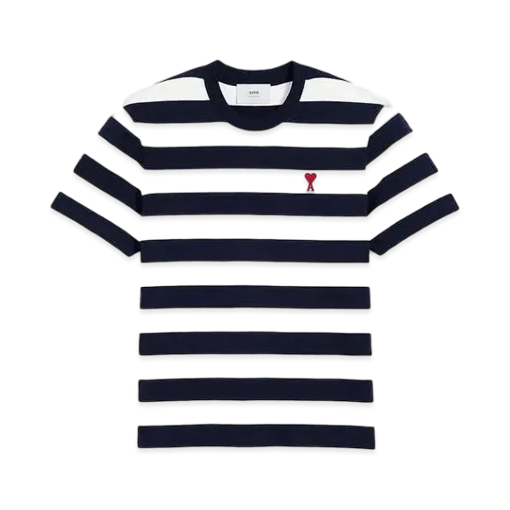 AMI PARIS Stripe Organic Cotton Heavy Jersey AMI DE COEUR T-shirt "Black & White"
