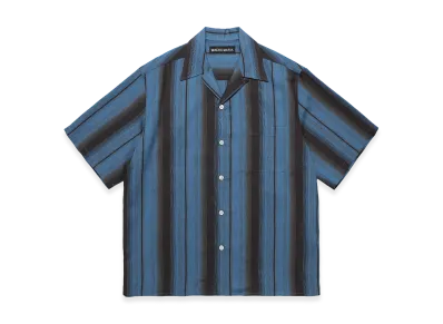WACKO MARIA Ombre Stripe Open Collar Shirt "Blue"