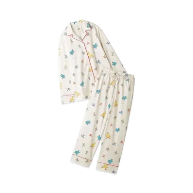 GELATO PIQUE x Sesame Street All Over Pattern Shirt & Long Pants Set "Off White"