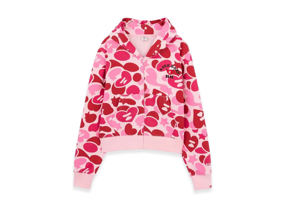 A BATHING APE x BABY MONSTER Women's Heart Badge Zip Hoodie "Pink"