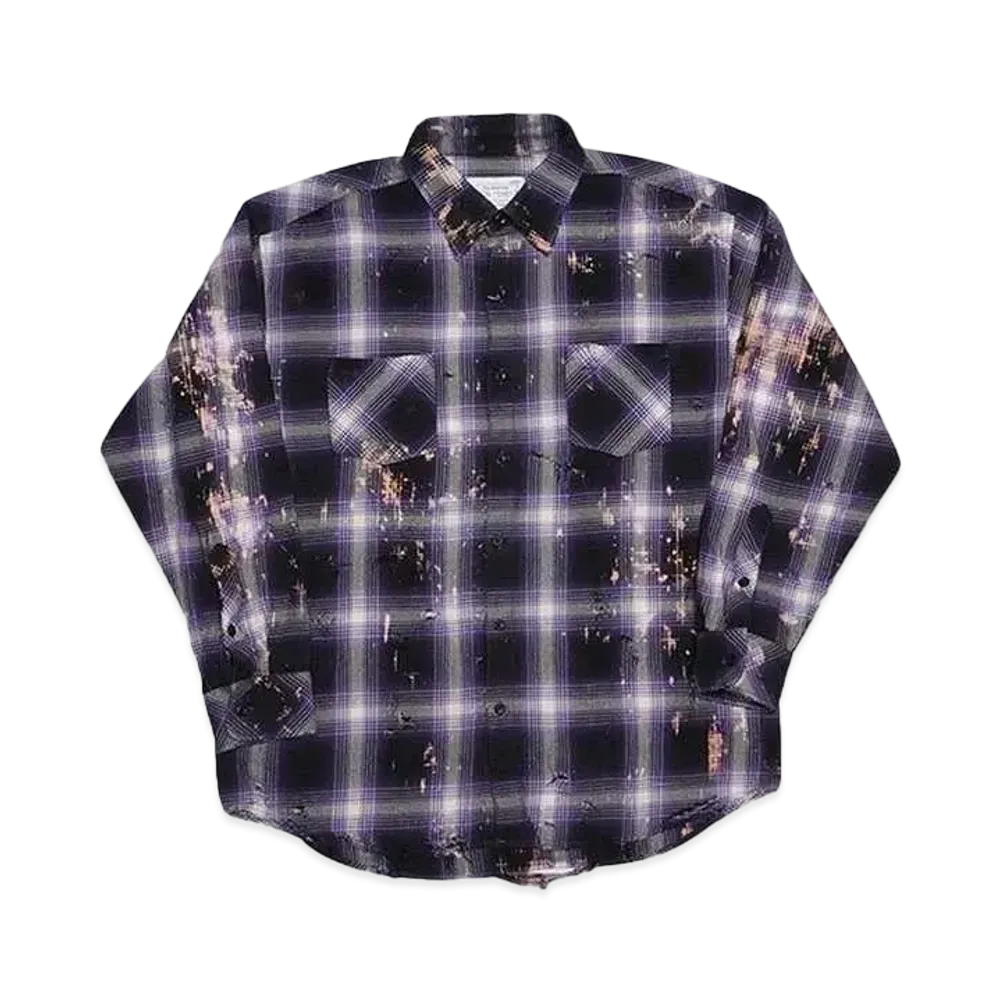 Rafu Bleached & Damaged Shirt "PURPLE"