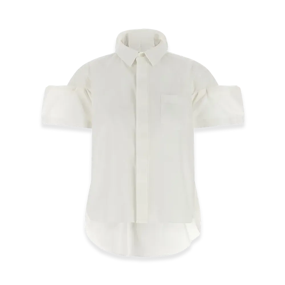 sacai Women's Poplin Short Sleeve Shirt "White"