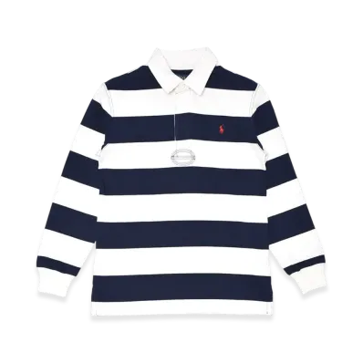 Polo Ralph Lauren Striped Cotton Jersey Rugby Shirt Kids "White/Navy"