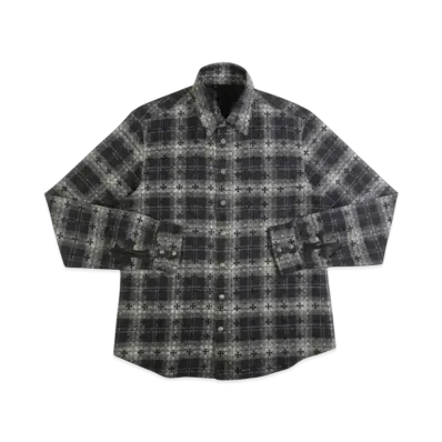 Chrome Hearts Loose End Cross Patch Cross Pattern Check L/S Shirt "Black/Silver"