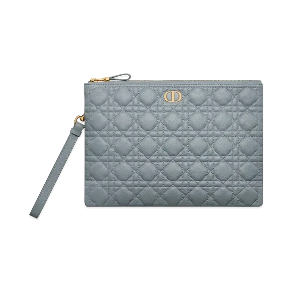 Dior Large Dior Caro Daily Pouch Supple Cannage Calfskin "Cloud Blue"