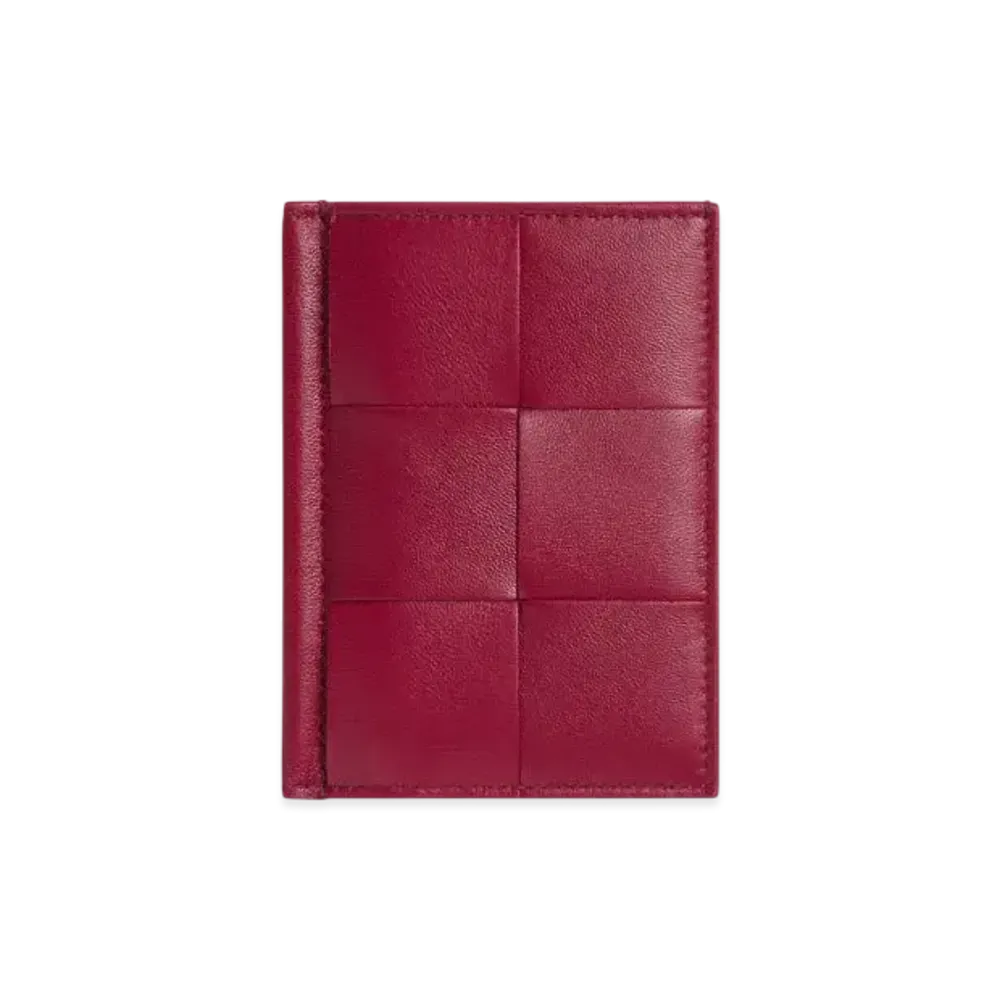 Bottega Veneta Cassette Slim Flap Card Case "Dark Red/Bliss Washed"
