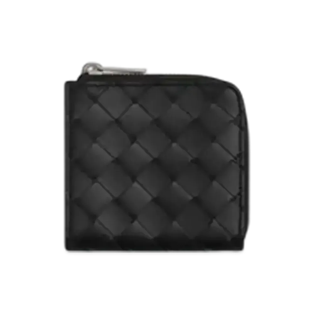 Bottega Veneta Intrecciato Square Zip Around Wallet "Black"