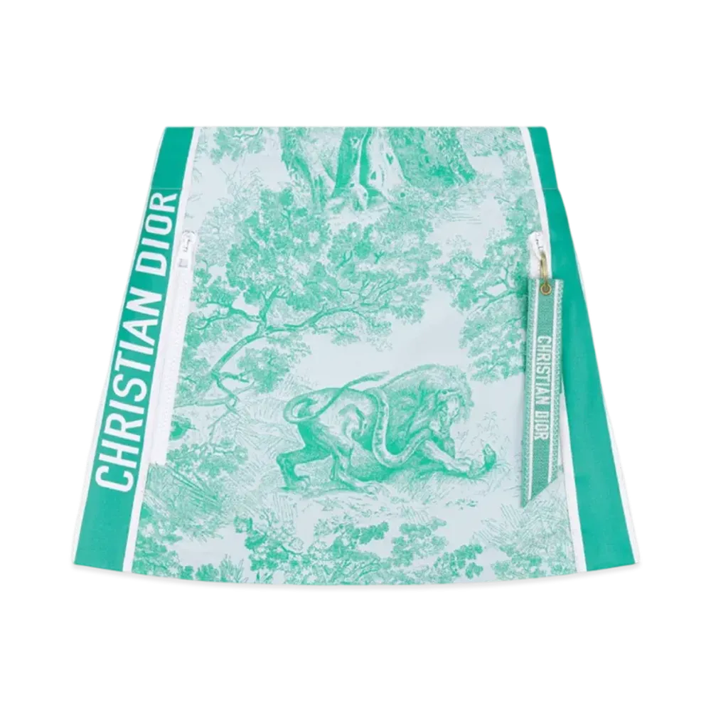 Dior Women's Dioriviera Skort Technical Taffeta Jacquard with Toile de Jouy Sauvage Motif "White/Aquamarina"