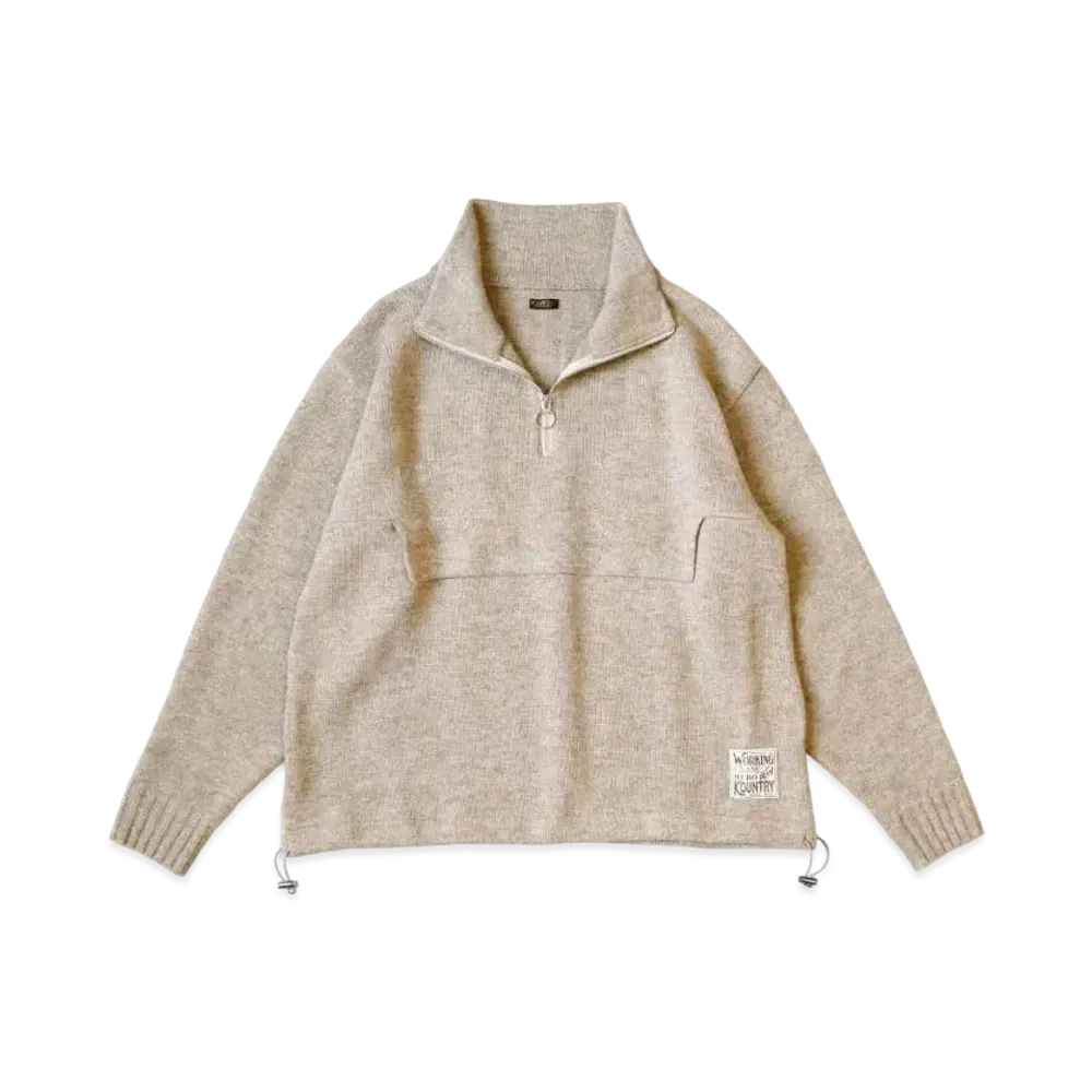 KAPITAL 5G Shetland Wool Half Zip Anorak "Beige"