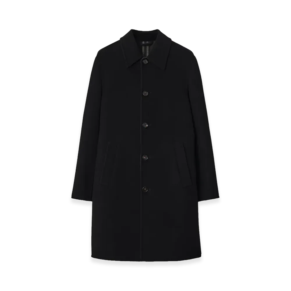 Burberry Mid-length Wool Car Coat "Black/Snug Brown"