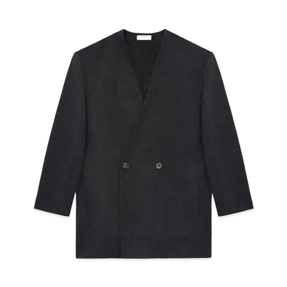 FEAR OF GOD Brushed Wool Cashmere Lapelless Blazer "Melange Black"