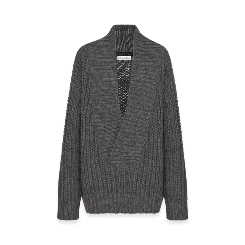 Dior Women's Wool and Mohair Blend Knit Oversized Sweater "Gray"