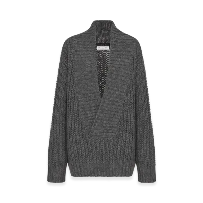 Dior Women's Wool and Mohair Blend Knit Oversized Sweater "Gray"