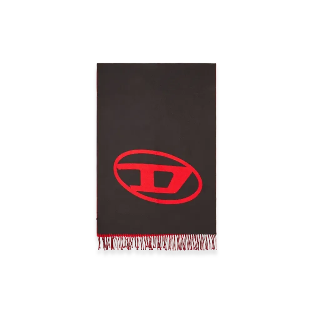 Diesel S-Tevie Reversible Two Tone Wool Scarf "Black"