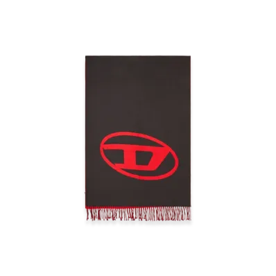 Diesel S-Tevie Reversible Two Tone Wool Scarf "Black"