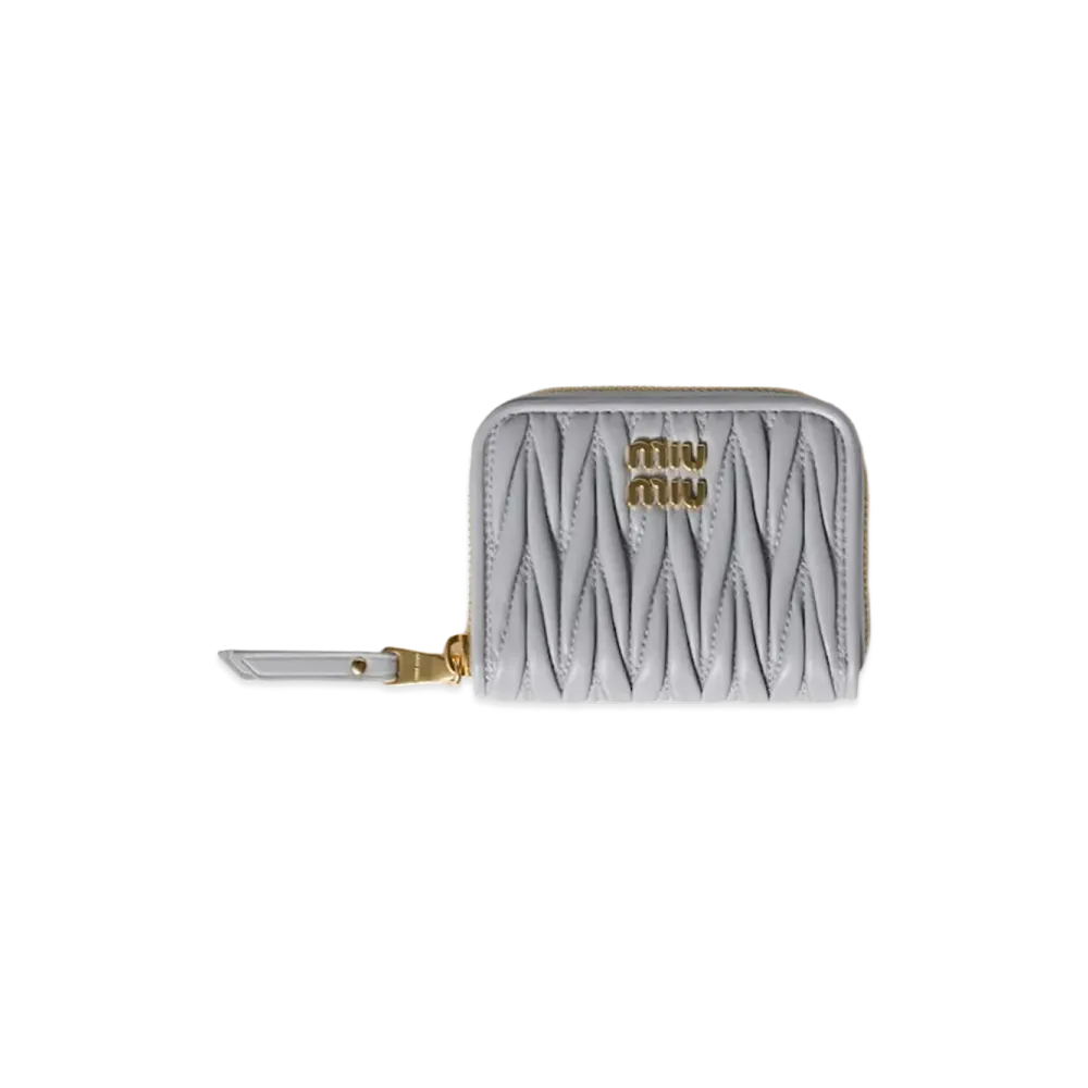 MIU MIU Matelasse Leather Coin Case "Pearl Gray"
