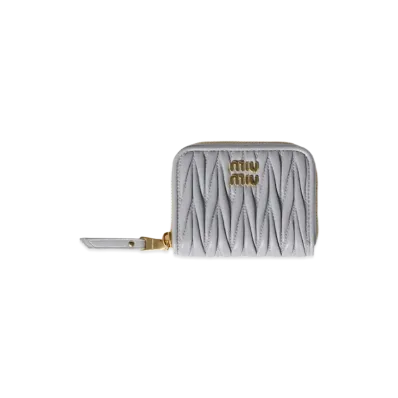 MIU MIU Matelasse Leather Coin Case "Pearl Gray"