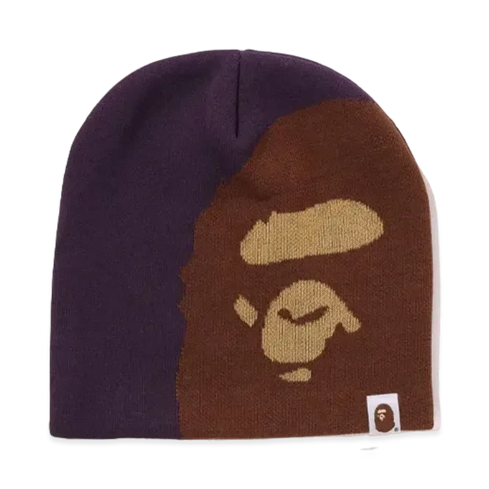 A BATHING APE Ape Head Knit Cap "Purple"