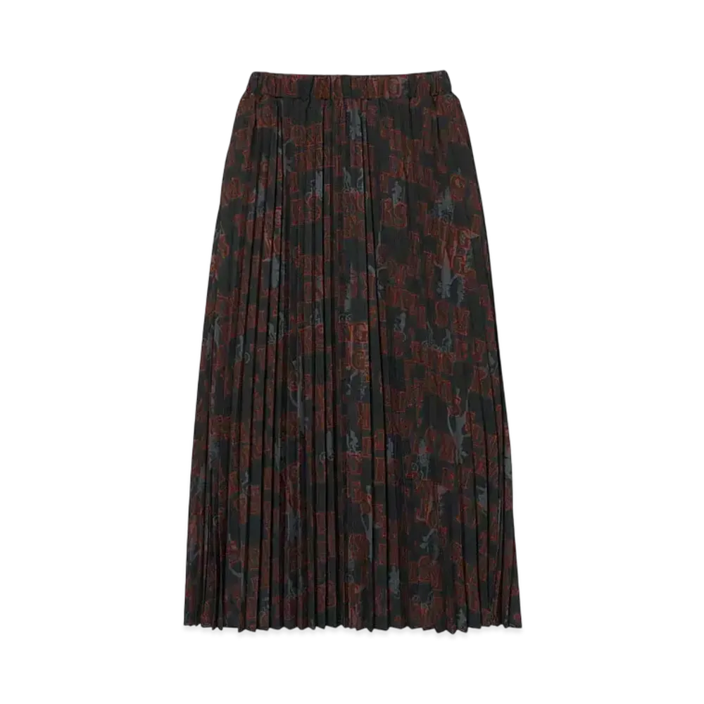 graniph x Stranger Things Title Logo Pattern Pleated Skirt "Black"