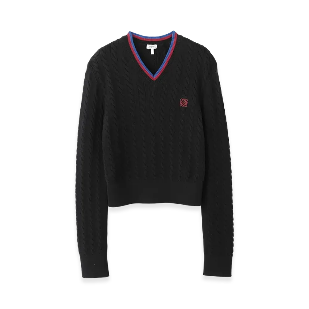 LOEWE Women's V-Neck Knit "Black"
