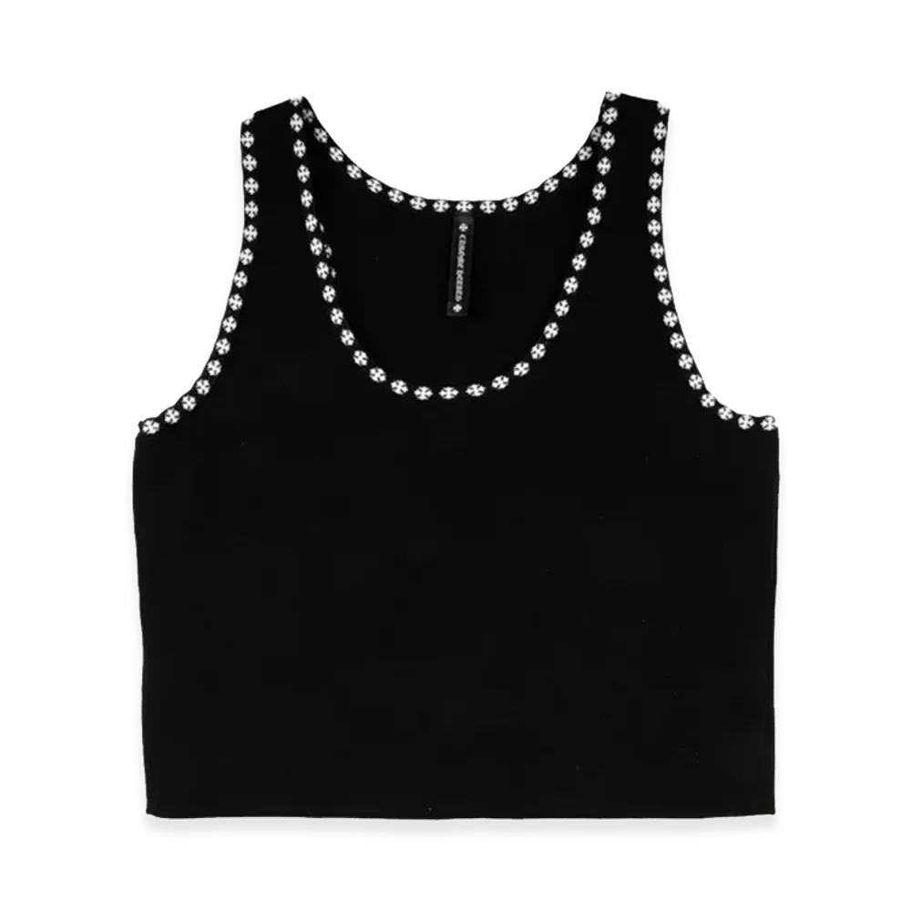 Chrome Hearts Cross Print Cropped Tank Top "Black"