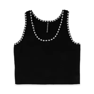 Chrome Hearts Cross Print Cropped Tank Top "Black"