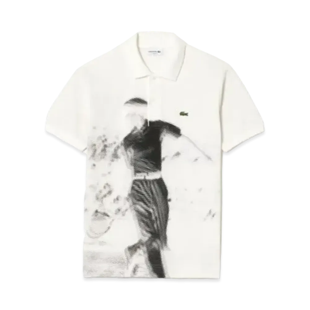 LACOSTE Rene Photo Print Polo Shirt "White"