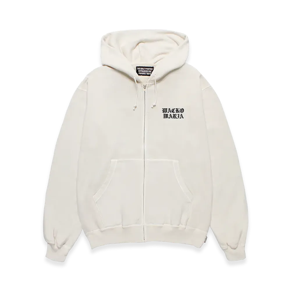 WACKO MARIA Washed Heavy Weight Zip Hooded Sweat Shirt "Ivory"