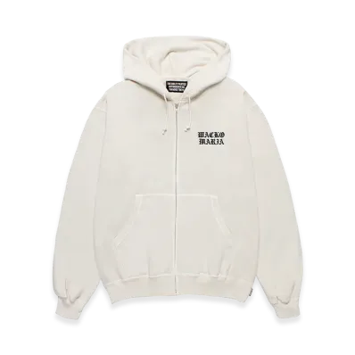 WACKO MARIA Washed Heavy Weight Zip Hooded Sweat Shirt "Ivory"