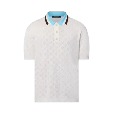 Tyler, The Creator x Louis Vuitton Monogram Pointelle Short Sleeved Cotton Polo "Blanc"