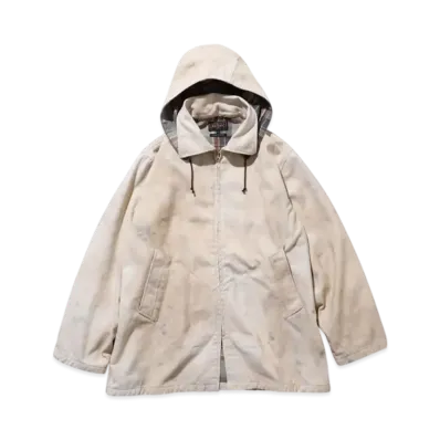 BEAMS Sportsman Coat Hard Twisted Oxford Print "Cement"