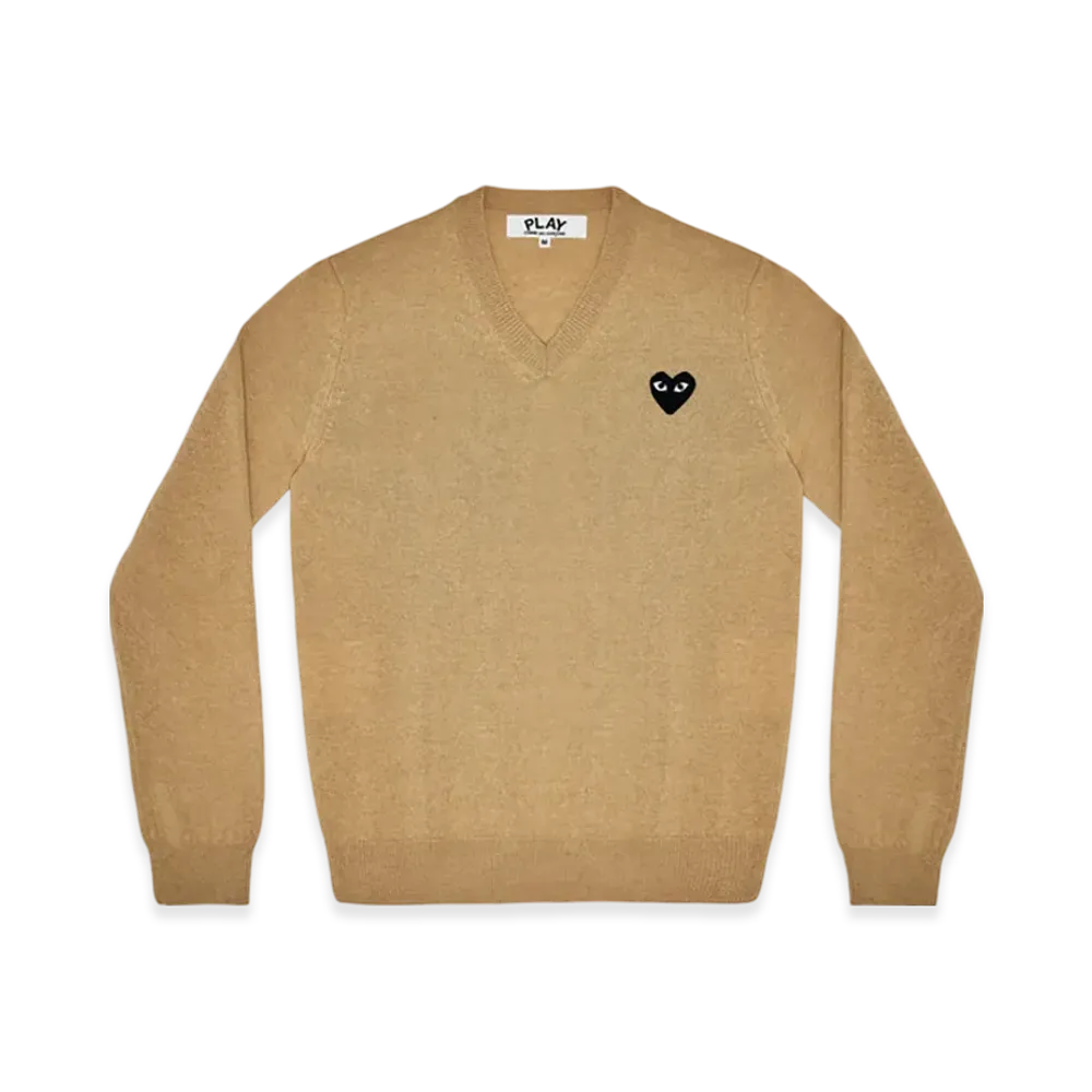 PLAY COMME des GARCONS Unisex V-Neck Sweater "Top Light Camel"