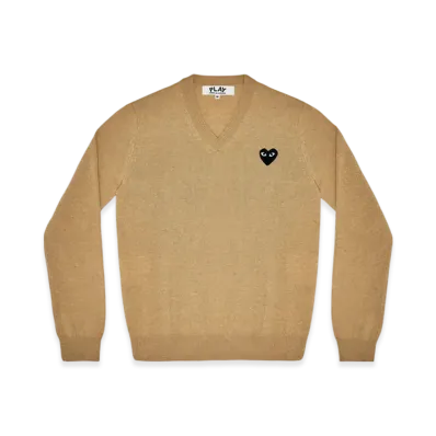 PLAY COMME des GARCONS Unisex V-Neck Sweater "Top Light Camel"