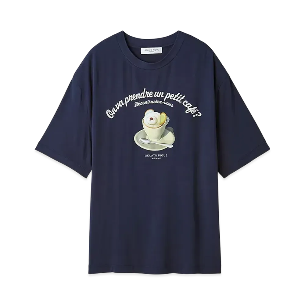 GELATO PIQUE Homme Rayon Cappuccino Bear One Point T-Shirt "Navy"