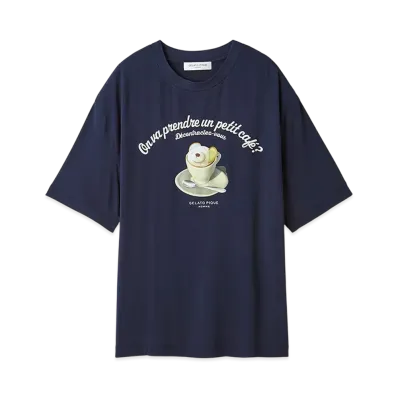 GELATO PIQUE Homme Rayon Cappuccino Bear One Point T-Shirt "Navy"