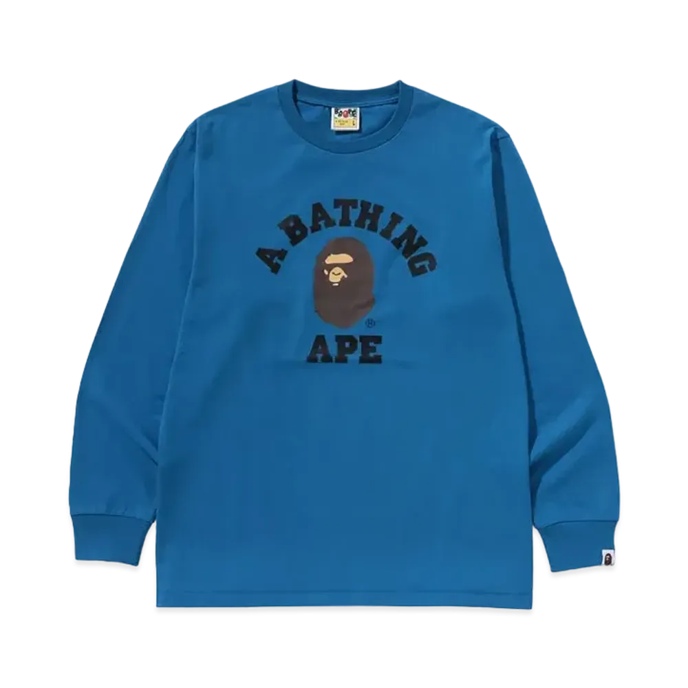 アベイシングエイプ カレッジ LS Tシャツ "ブルー"