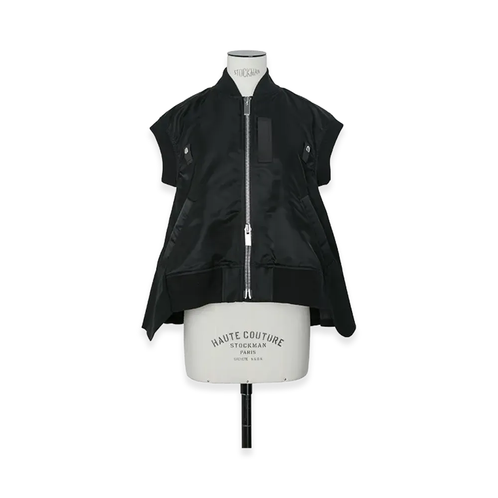 sacai Nylon Twill x Wool Suiting Vest "Black"