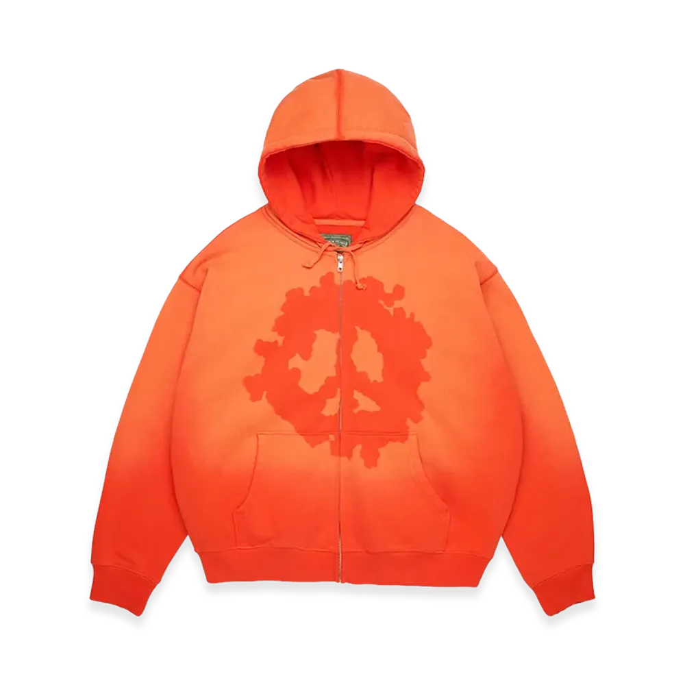 DENIM TEARS Peace Wreath Knockout Zip Hoodie "Orange"