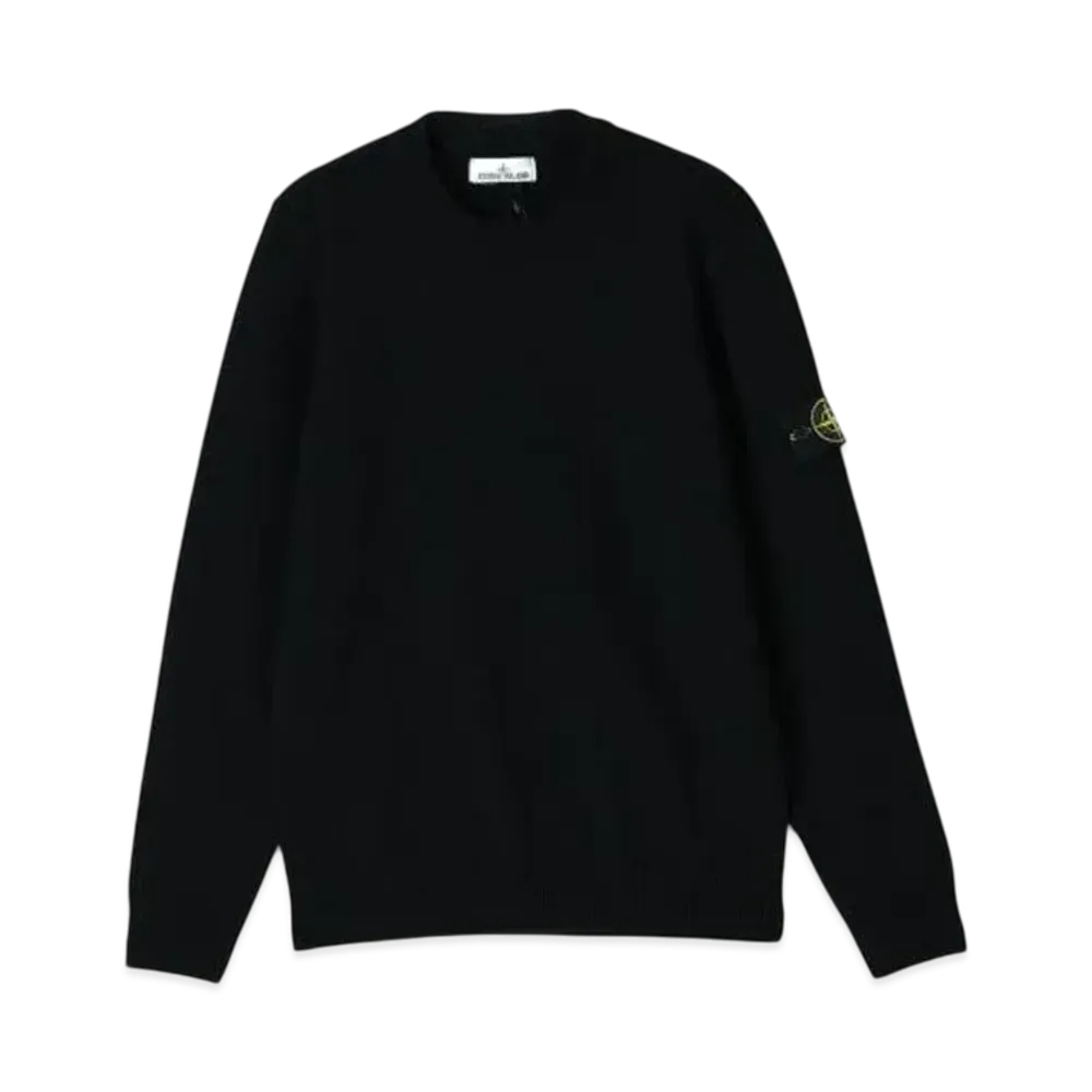 Stone Island Crew Neck Lambswool Knit Sweater "Black" 8115508A3