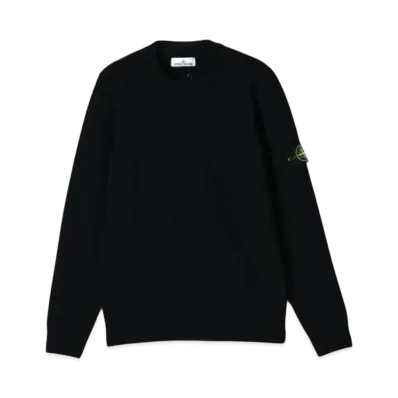 Stone Island Crew Neck Lambswool Knit Sweater "Black" 8115508A3